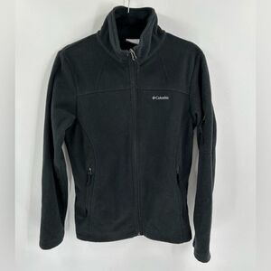 Columbia Zip Up Fleece Fast Trek II Jacket with Zip Pockets Black Medium
